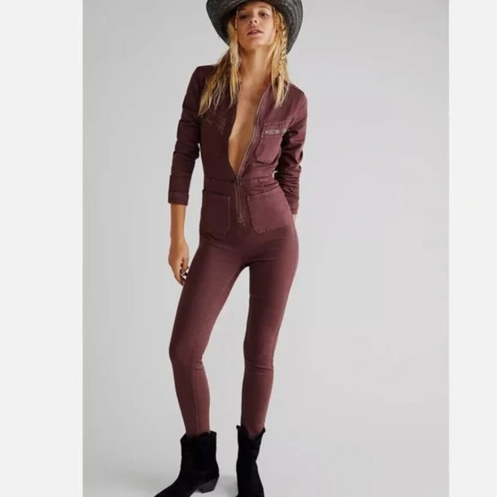 Free People Lennox Jumpsuit Bitter Barks Size M